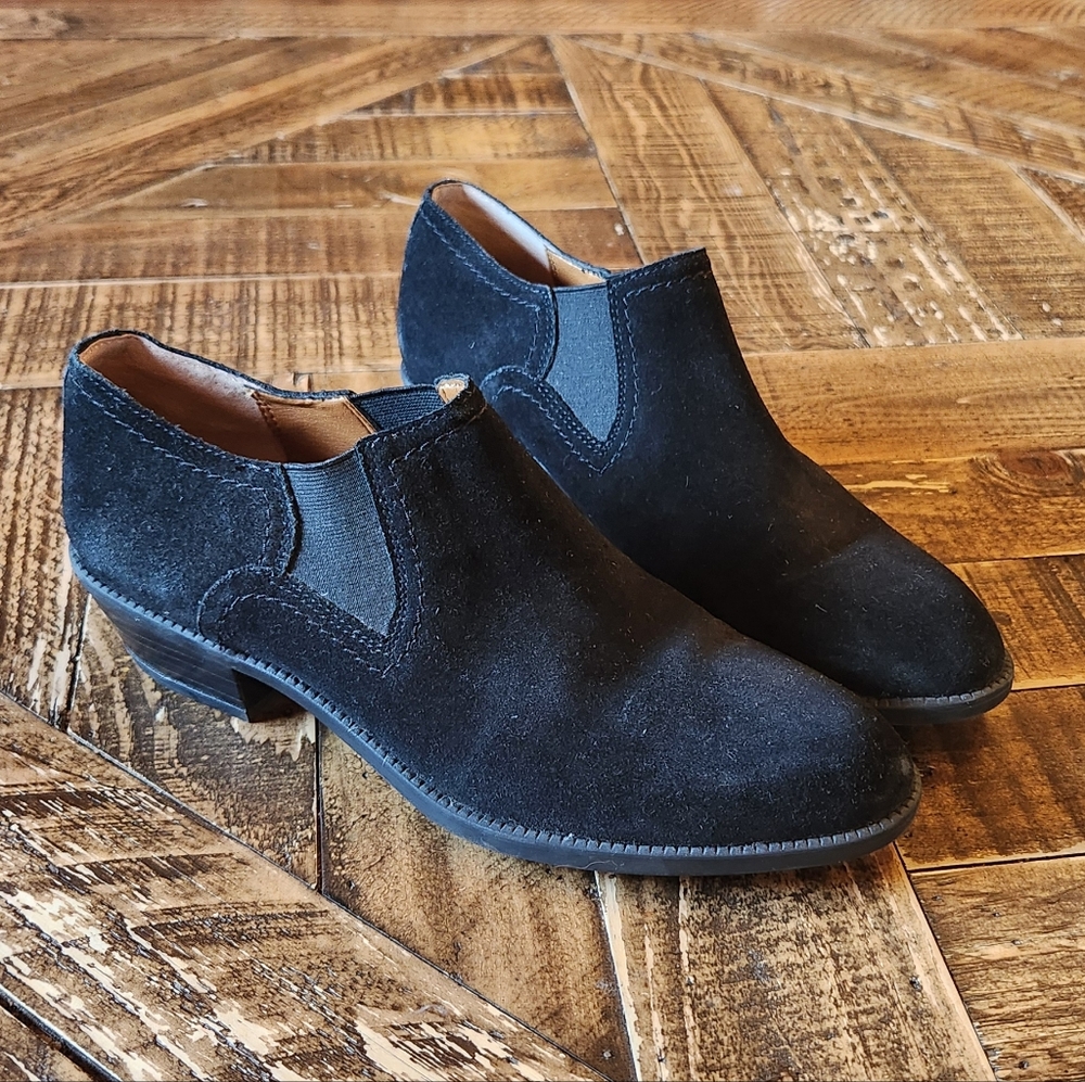 Franco Sarto Black Suede Booties Size 6.5 - Picture 1 of 11